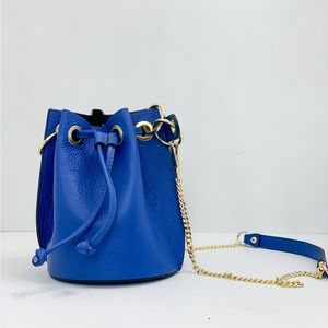 Blue Leather Purse Made in Italy Dolce Vita
